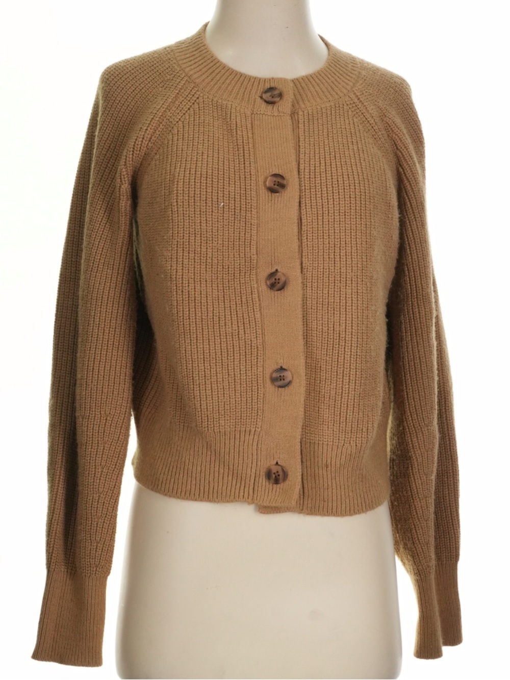 Banana Republic Camel Button-Front Ribbed Cardigan
